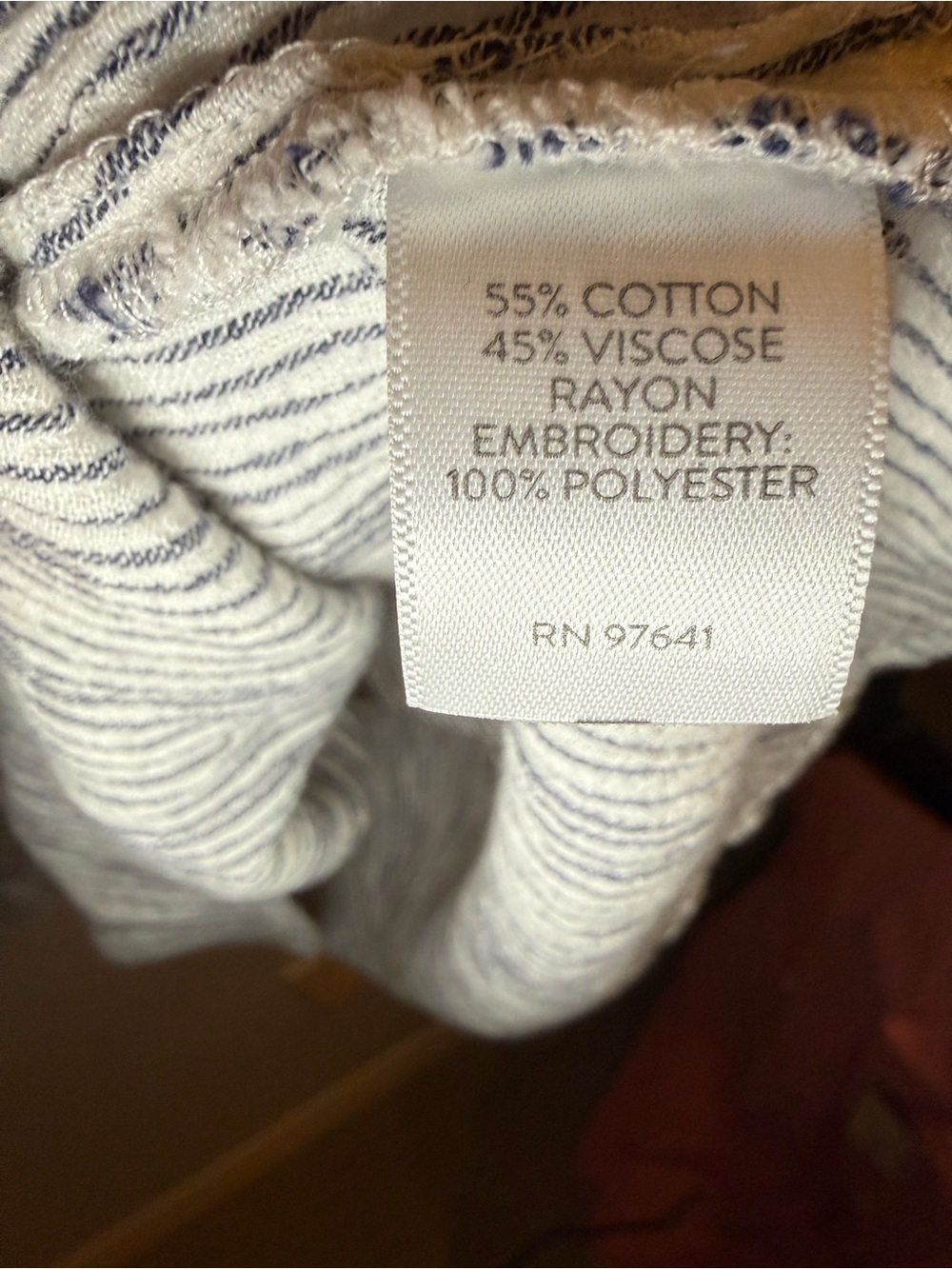 J. Jill Cream and Navy Striped Top with Embroidered Neckline - Picture 11 of 11